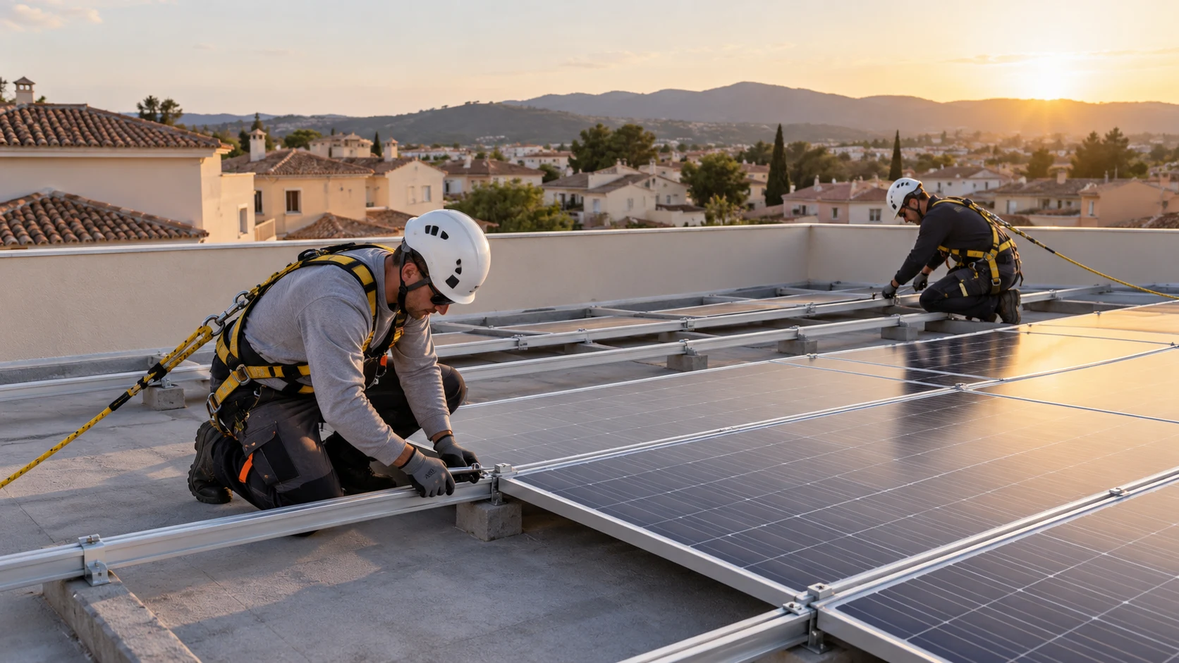 Placas solares y apoyo al montaje